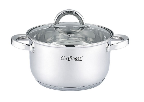 Kochtopf Topf Ø28Cm Edelstahl Mit Glasdeckel 10L Induktion Cheffinger CF-SS28-image