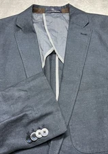 Hart Schaffner Marx Blazer Men Large 44 Blue Linen Blend Unstructured Sport Coat