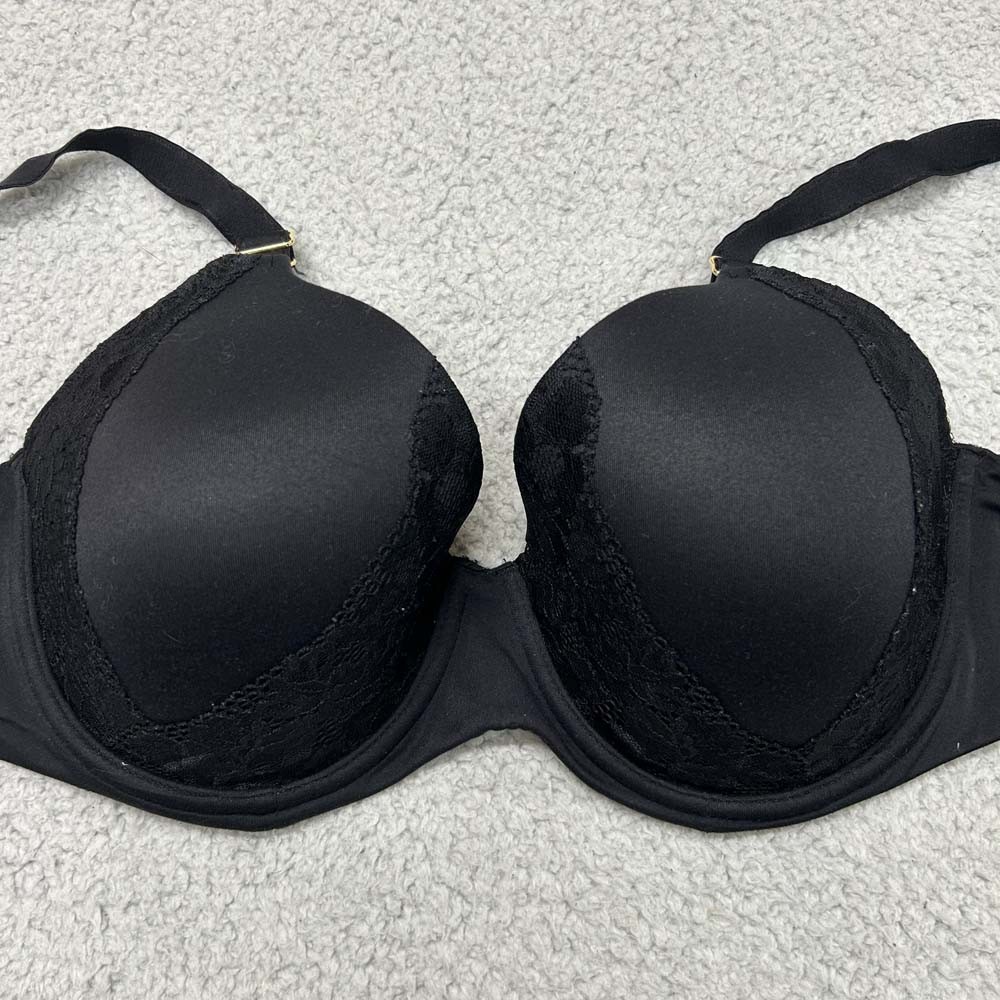 Soma Bra 36DDD T-Shirt Bra Embraceable Perfect Coverage Black Lace Trim
