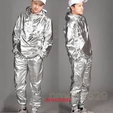 2PCS Men Night Club Street Dance Suit Harem Pants Trousers Loose Hip Hop Outfits