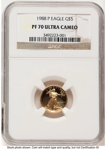 1988-P Proof Gold Eagle 1/10 oz Brown Label NGC PF70 (783189020)