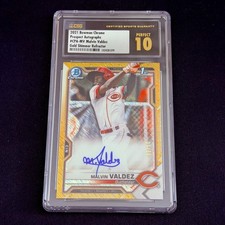 2021 Bowman Chrome Malvin Valdez Auto Gold Shimmer 1st RC #9/50 CSG 10 Pristine