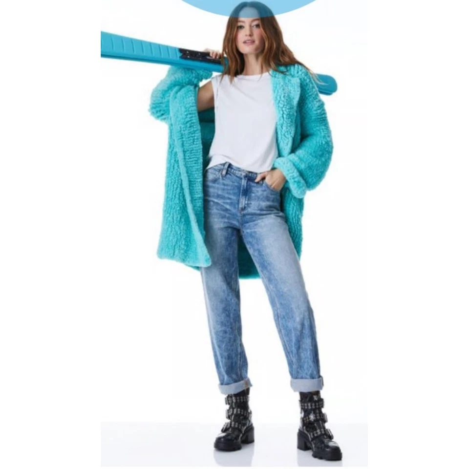 Chaqueta Abrigo Midi Alice + Olivia Flynn Azul Brillante Imitación Piel Con Capucha Para Mujer S P Foto 2 de 4