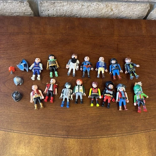 Vintage Lot Of 15 Playmobil figures pirates, knight,dragon Slayer,