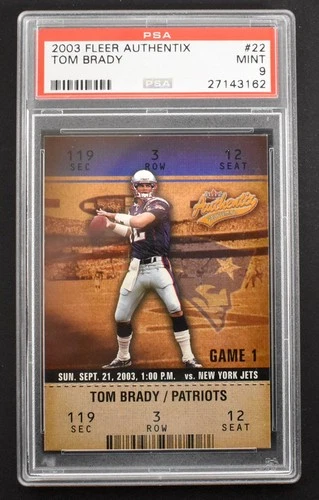 Tom Brady 2003 Fleer Authentix #22 New England Patriots PSA 9 MINT