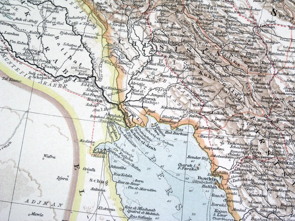 MAPA ANTIGUO ORIGINAL DE PERSIA 1910 IRANÍ AFGANISTÁN PAKISTÁN TURQUESTÁN Foto 4 de 4