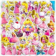 50 Pcs Princess Peach Stickers Waterproof Stickers For Water Bottles Laptop For