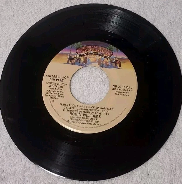 ROBIN WILLIAMS-THROBBING SAMPLER VINYL 45 1983 PROMOTIONAL COPY - Image 3 of 4