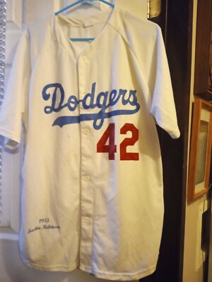 Brooklyn Dodgers White 1955 Jackie Robinson 42 Cooperstown