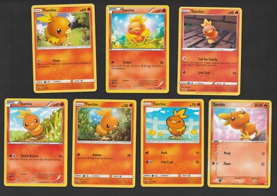 Torchic Pokemon Card Collection 7 English Cards Cute Fire Type Rare Vintage XY