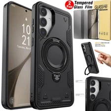 For Samsung Galaxy S24/S24+/Ultra/FE Case Kickstand Cover Tempered Glass Privacy