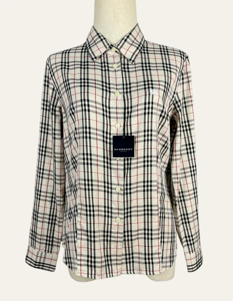Burberry London Women's Long Sleeve Shirt Nova Check Plaid Button-Up Size M  NWT