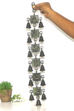 VINTAGE HANDMADE HINDU GODDESS ENGRAVED HANGING BRASS GOOD LUCK DOOR BELL