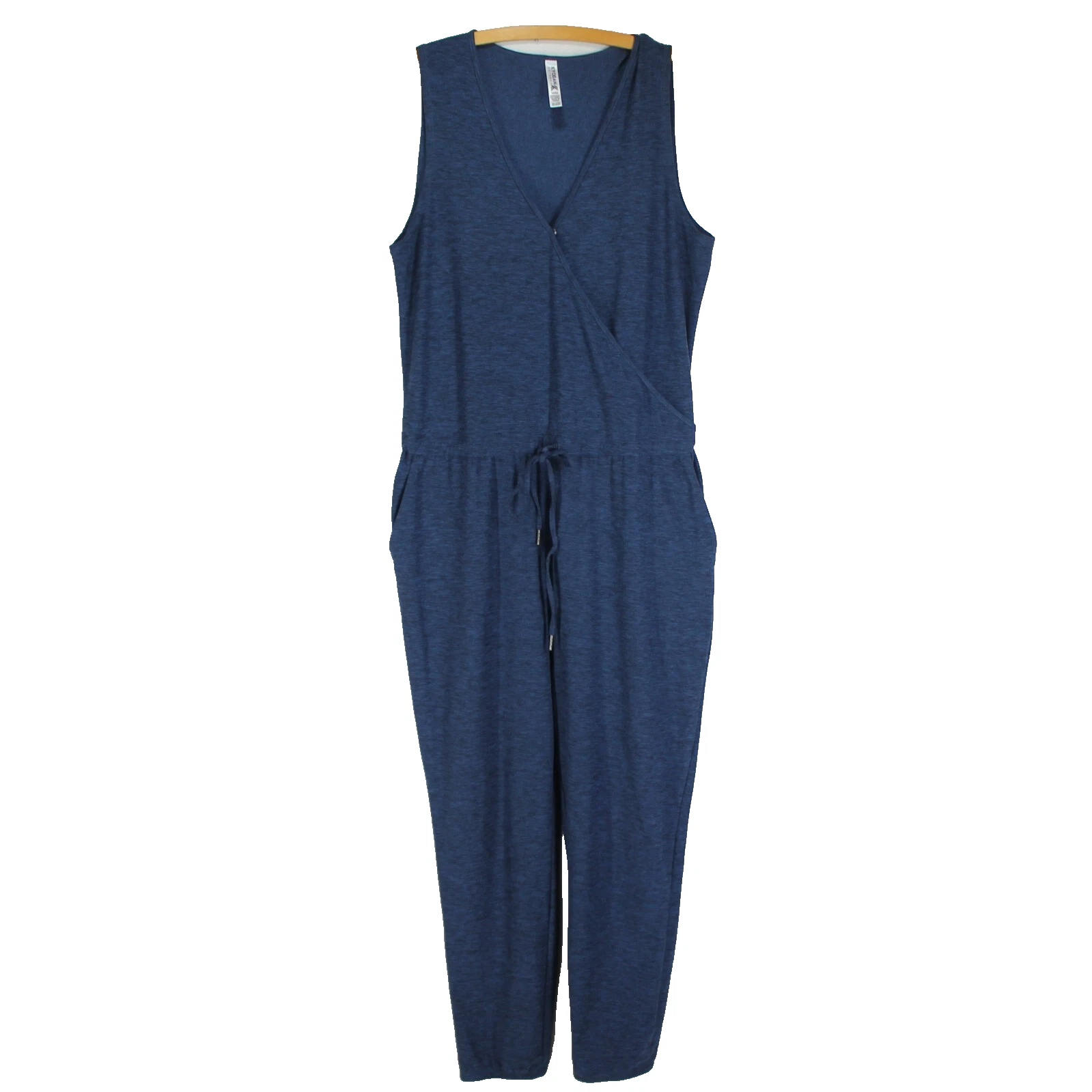 Kyodan Outdoor Jumpsuit Size M Blue Sleeveless V Neck Drawstring Waist Pockets