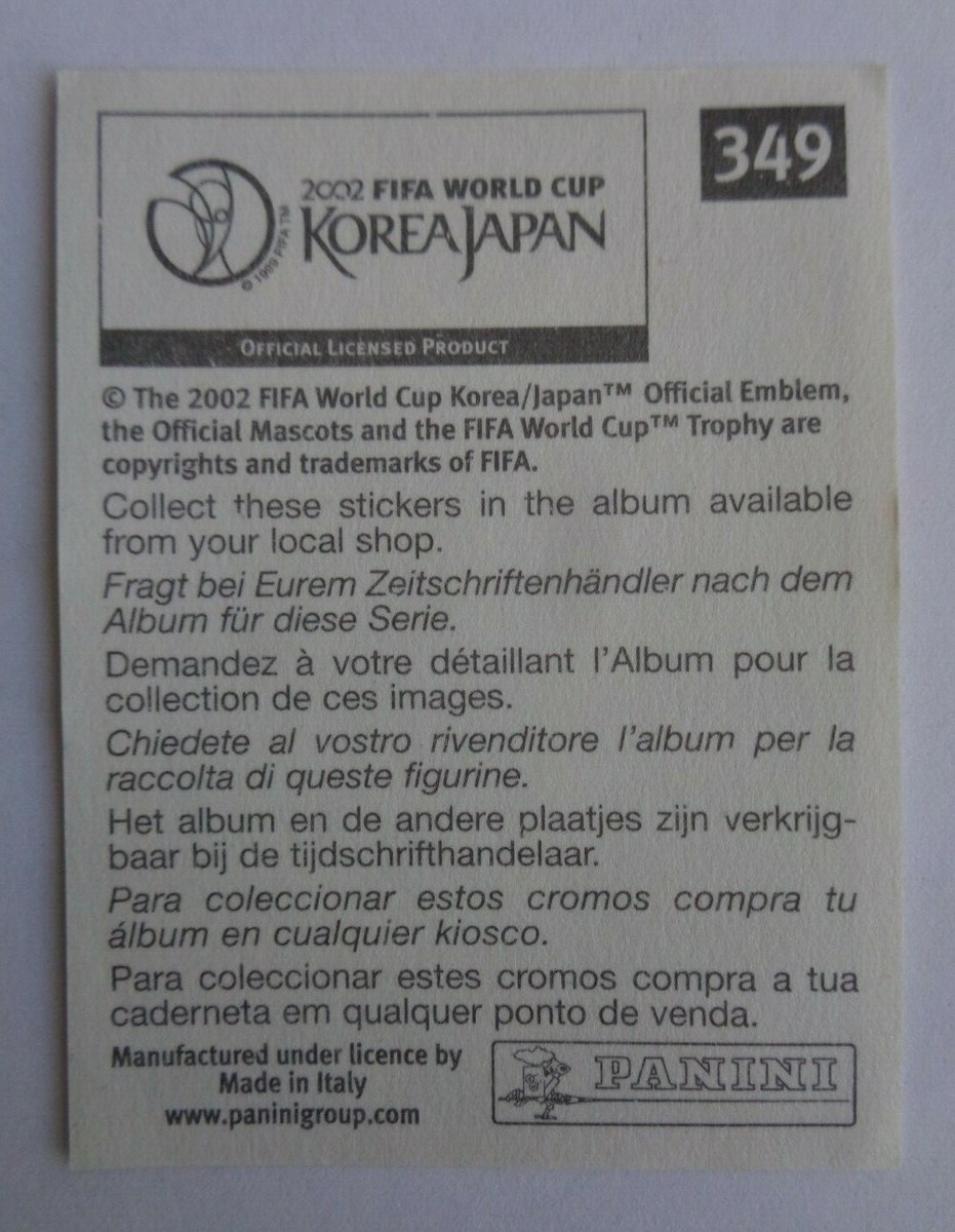 2002 PANINI Korea Japan World cup Hard to Find Sticker # 349