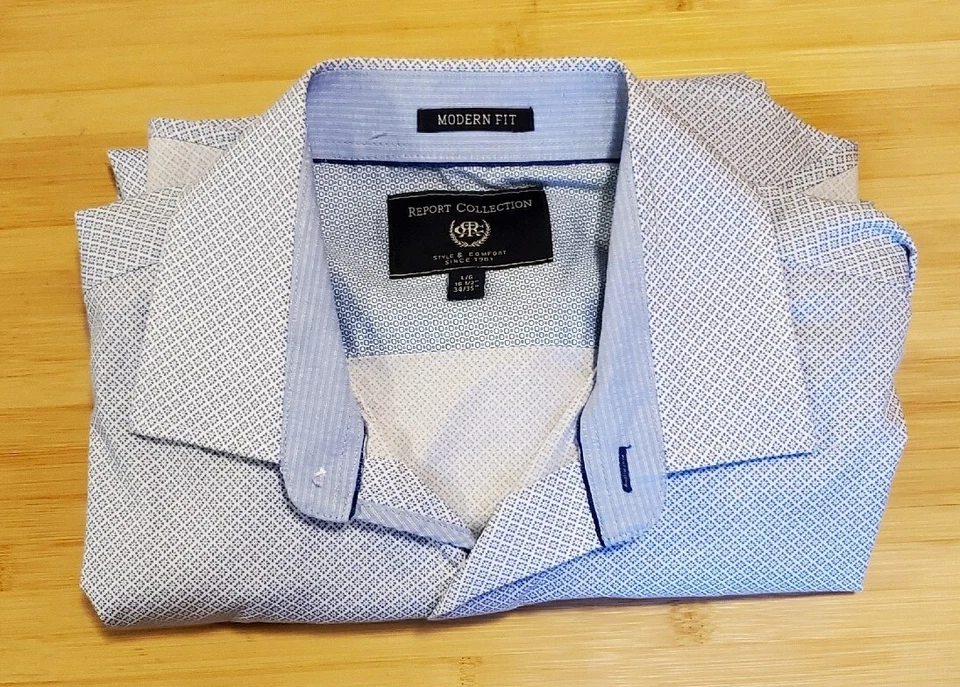 Report Collection Mens Dress Shirt Modern Fit Long Sleeve Collared Blue - Image 2 of 4