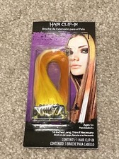 Fingrs Pop Color Strip Hair Clip Extension Orange Candy Corn Colors 16 Inches