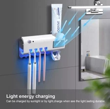 UV Light Sterilizer Toothbrush Holder Cleaner & Automatic Toothpaste Dispenser