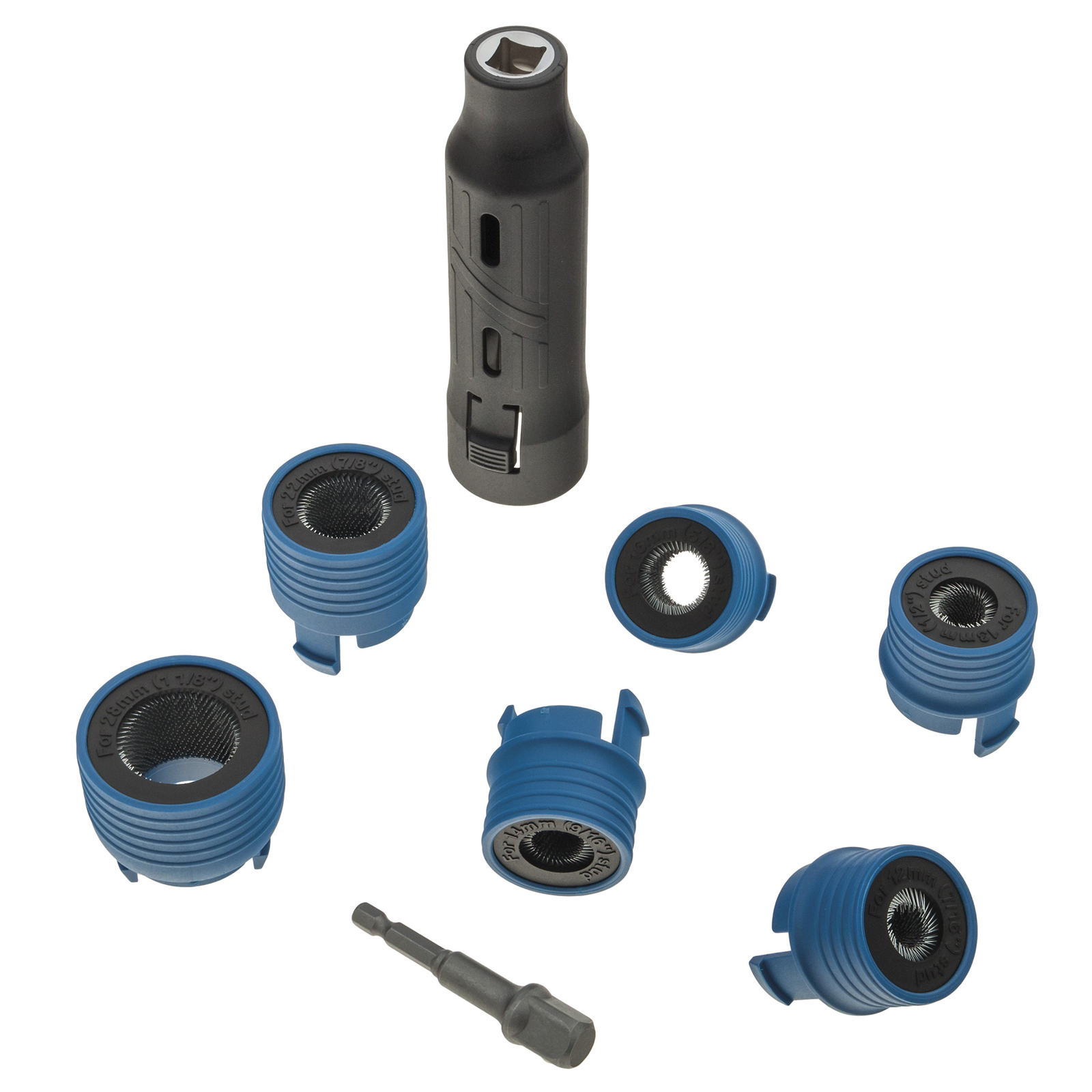 Laser 6602 Wheel stud cleaning tool kit + 1/2"D adaptor + 6x brushes 12