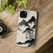 Ink Wash Painting Resistant Mobile Phone Back Case For iPhone & Samsung S Series