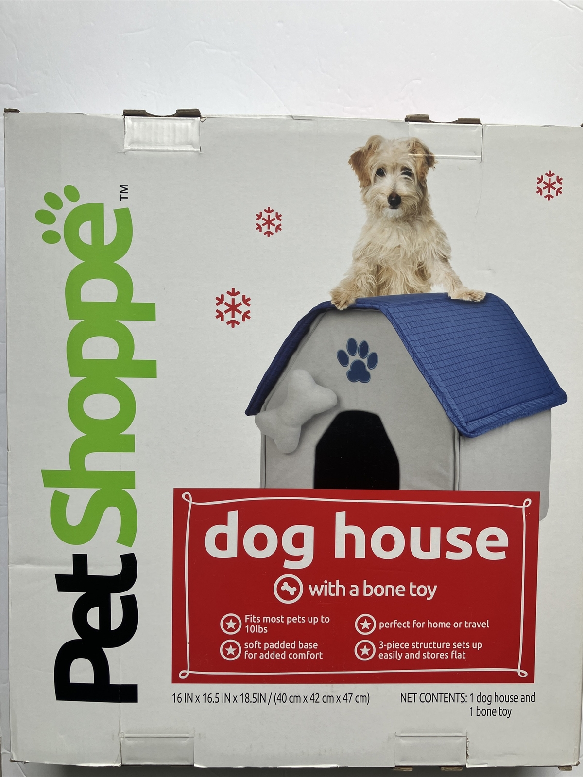 Pet Shoppe Blue Dog House & Bone Toy Great For Small Dog,Fol
