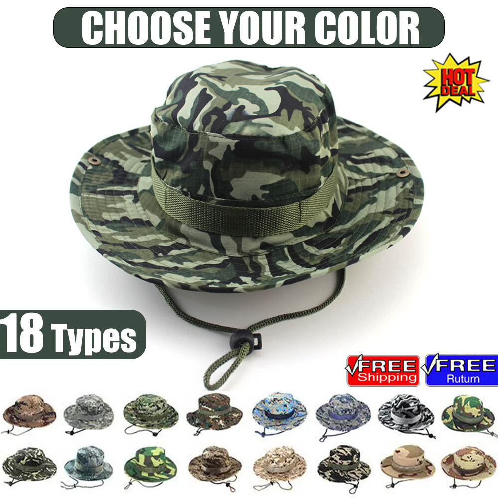 Military Camo Bucket Hat Wide Brim Unisex for Hunting Fishing Outdoor Sun Protection-image