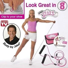 Gym In A Shoe Clip Handle Resistance Band GIAS Body Jake Exercise Workout Ab DVD