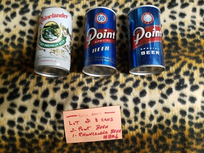 1960s 70s Pull Tab Beer Can Lot 3 ASSORTED POINT BEER Vintage Cans #BC6