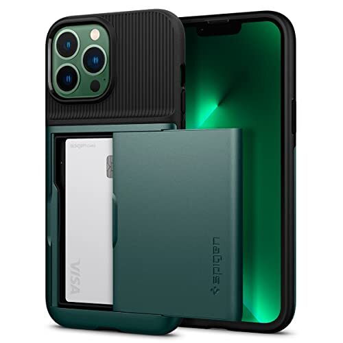 Spigen Cover Slim Armor CS Compatibile con iPhone 13 Pro Max - Verde notte