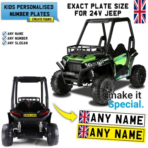 Ride On 24V Jeep Personalised Number Plate For Kids Electric Car Exact Size - Afbeelding 1 van 3