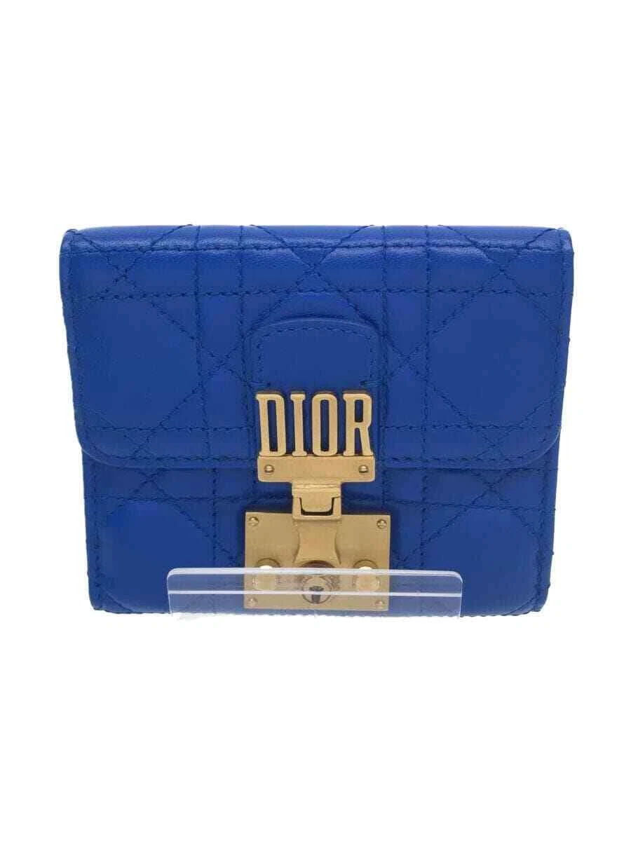 Portefeuille triple logo Christian Dior Canage Dior cuir bleu femme 43 MA 0118