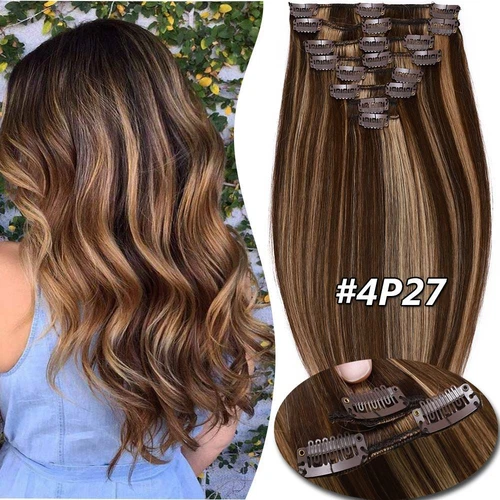 100% Echthaar Clip In Remy Haarverlangerung Extensions Glatt 8 Tressen Dick Lang - Bild 12 von 37