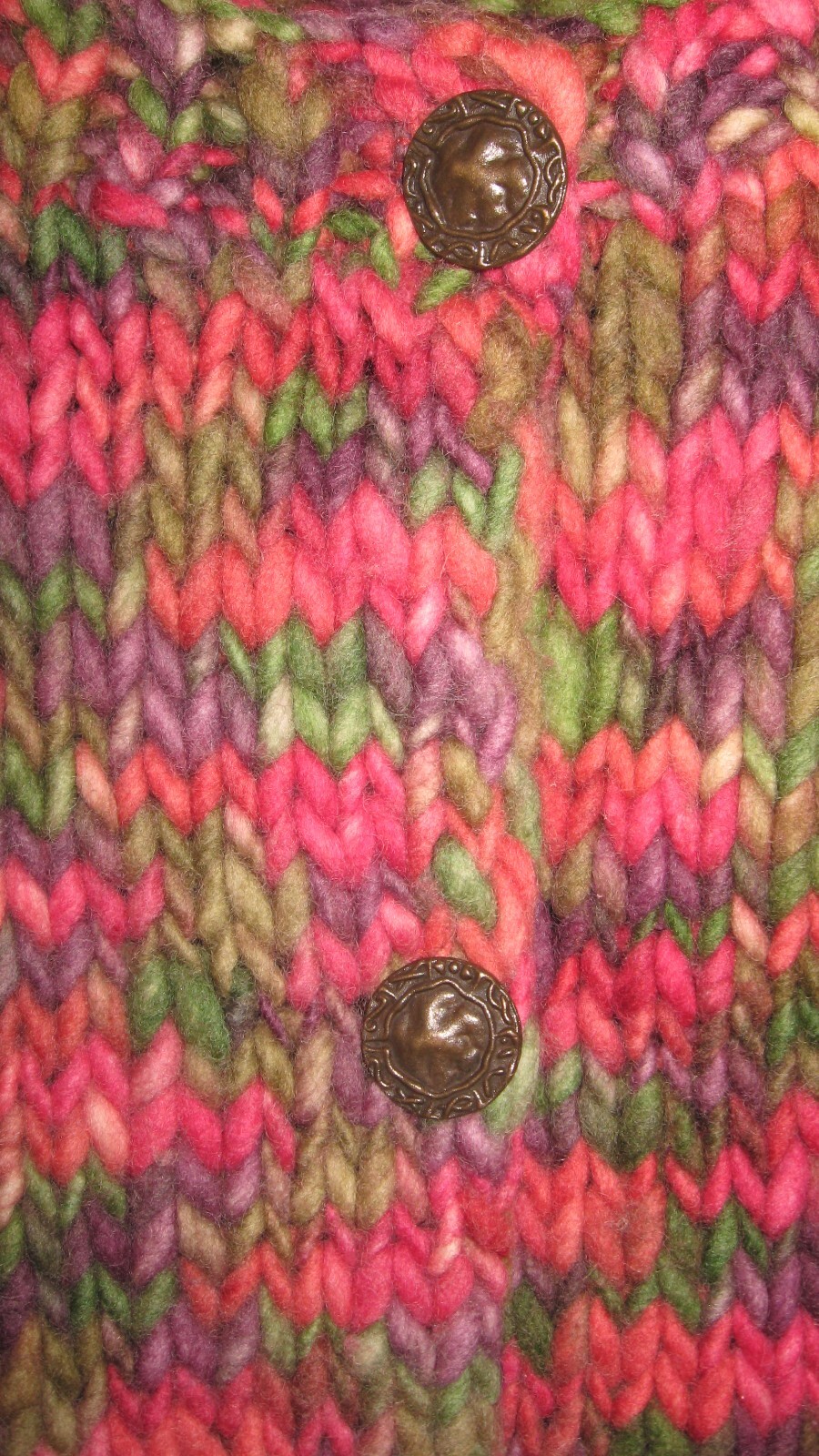 Tinu 100percent Wool Hand Knit Artisan Cardigan Sweater M PurplePinkGreen Multi RARE! image 2