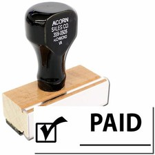 Paid with Checkmark Rubber Stamp Business Office Size 1/2" Tall x 1-1/2" Wide
