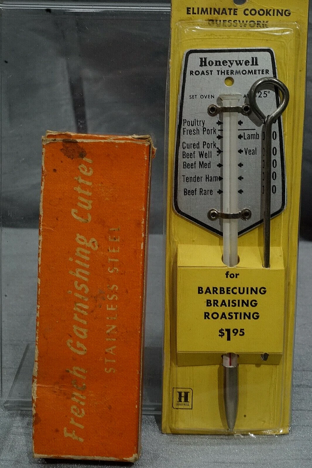Honeywell Vintage Roast/Barbeque Thermometer/ French Garnishing Cutter In Box