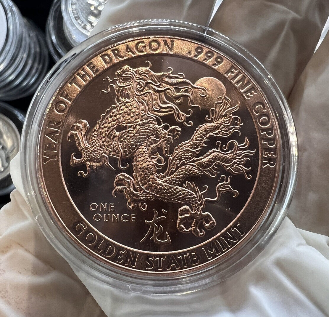 LOT OF 20 X 1 OZ YEAR OF THE DRAGON 2024 FINE COPPER ROUND