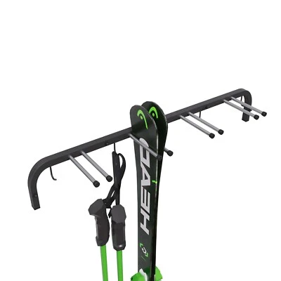 QLS Skihalterung N3 Wand Skihalter für 4 Paare 83 cm Nordic Walking Stöcke