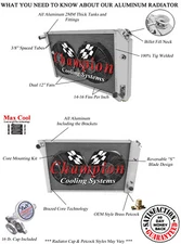 4 Row RS Champion Radiator W/ 2 12" Fans for 1977 - 1982 Chevy Corvette V8 Eng