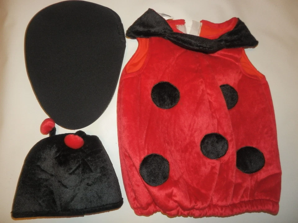 24 Months Ladybug Toddler Halloween Costume Red Black 3-Piece Wings - Image 3 of 4