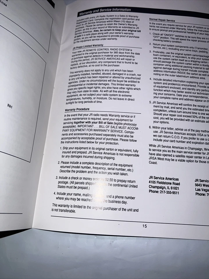 JR PROPO R-756 - 3 Channel Computer Transmitter Radio Owners Manual Rc Cars - Image 3 of 4
