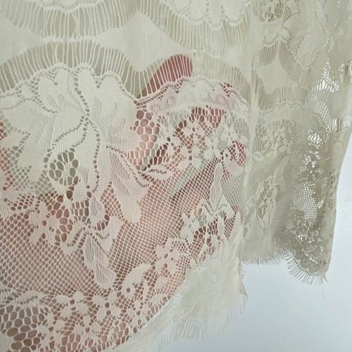 Camicetta donna Fossil taglia X piccola pizzo trasparente manica corta top floreale beige - Foto 4 di 9