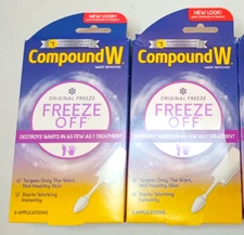 LOT (2) Compound W Original Freeze Off Wart Removal System 8 EXP 11/2025