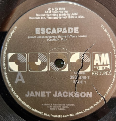 Janet Jackson "Escapade" 1989 A&M Oz 7" 45rpm - Picture 3 of 3