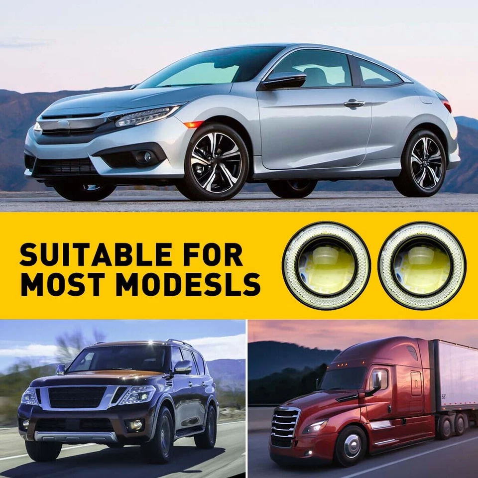 2X 3.5" COB LED Luz Antiniebla Proyector Coche Ojo de Ángel Halo Anillo DRL Lámpara Par AUXITO Foto 3 de 4