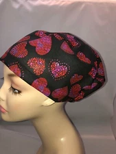 Valentine Red Black European Euro Scrub Hat CNOR CHEF CRNA Xray Cath Lab Vet  