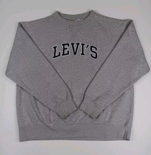 Vintage Levis Sweatshirt Crewneck Size Large Gray Spell Out 1990s Y2K Vtg