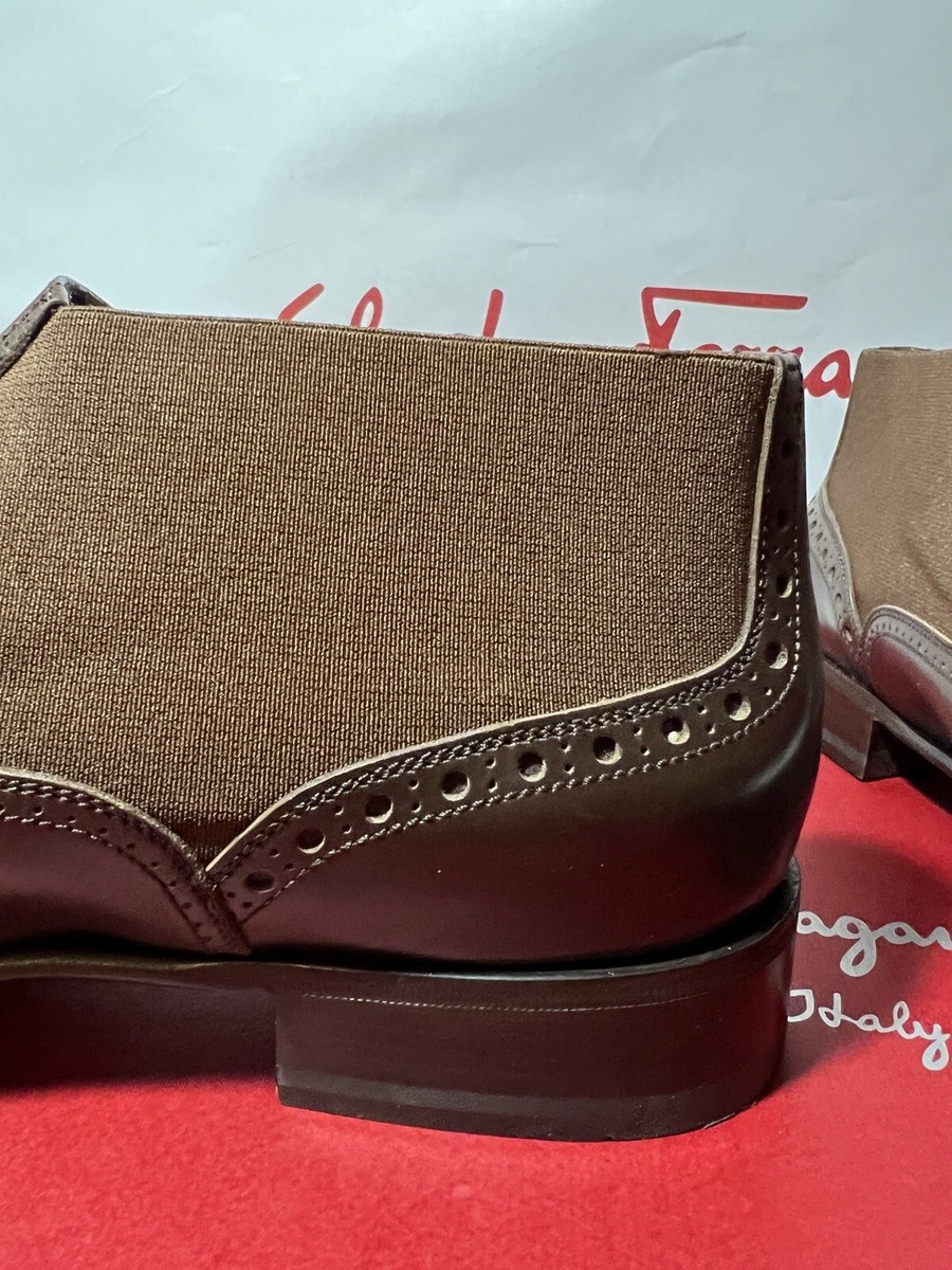 Salvatore Ferragamo ARAMIS Sz 8 D ANKLE BOOTS BROWN LEATHER