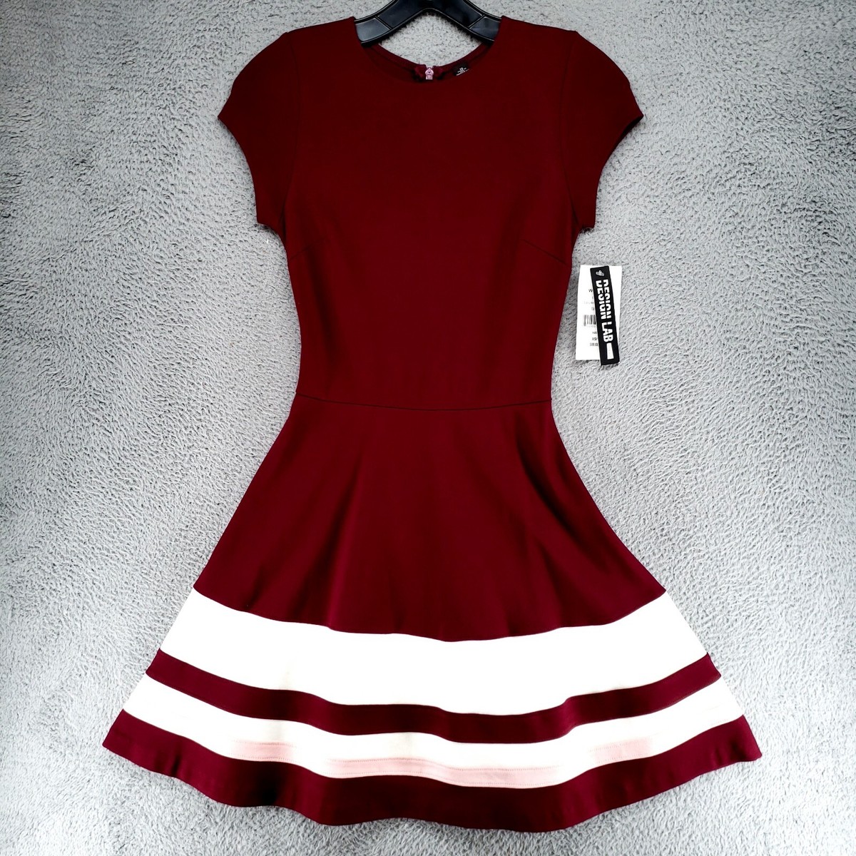 lord and taylor burgundy dress Design Lab Maroon Cap Sleeve Formal S Cheer Theme Striped $88 Womens dresses