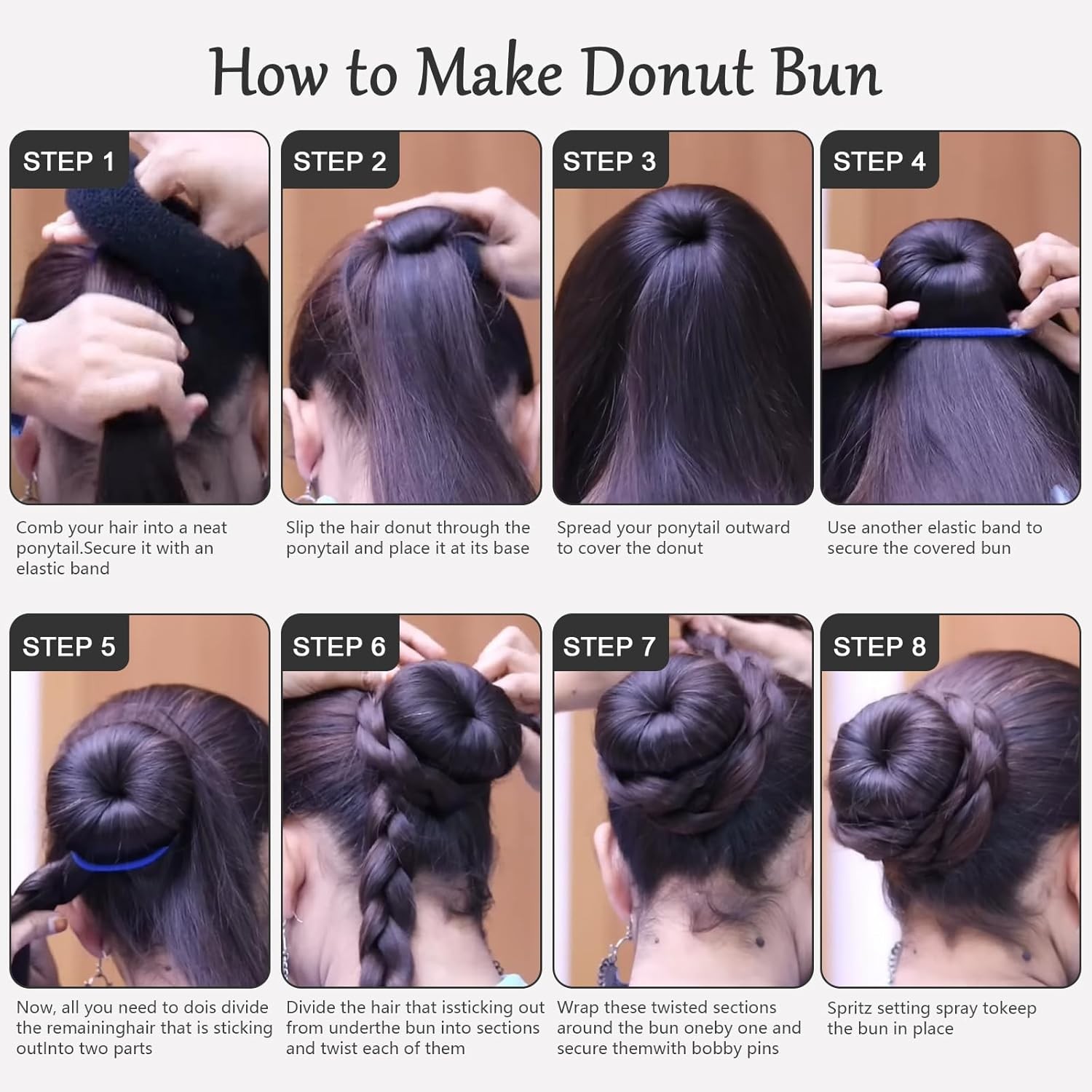 HOFASON Hair Bun Maker Donut 12 Pcs, Medium Sock Brown-12Pcs-Size M 