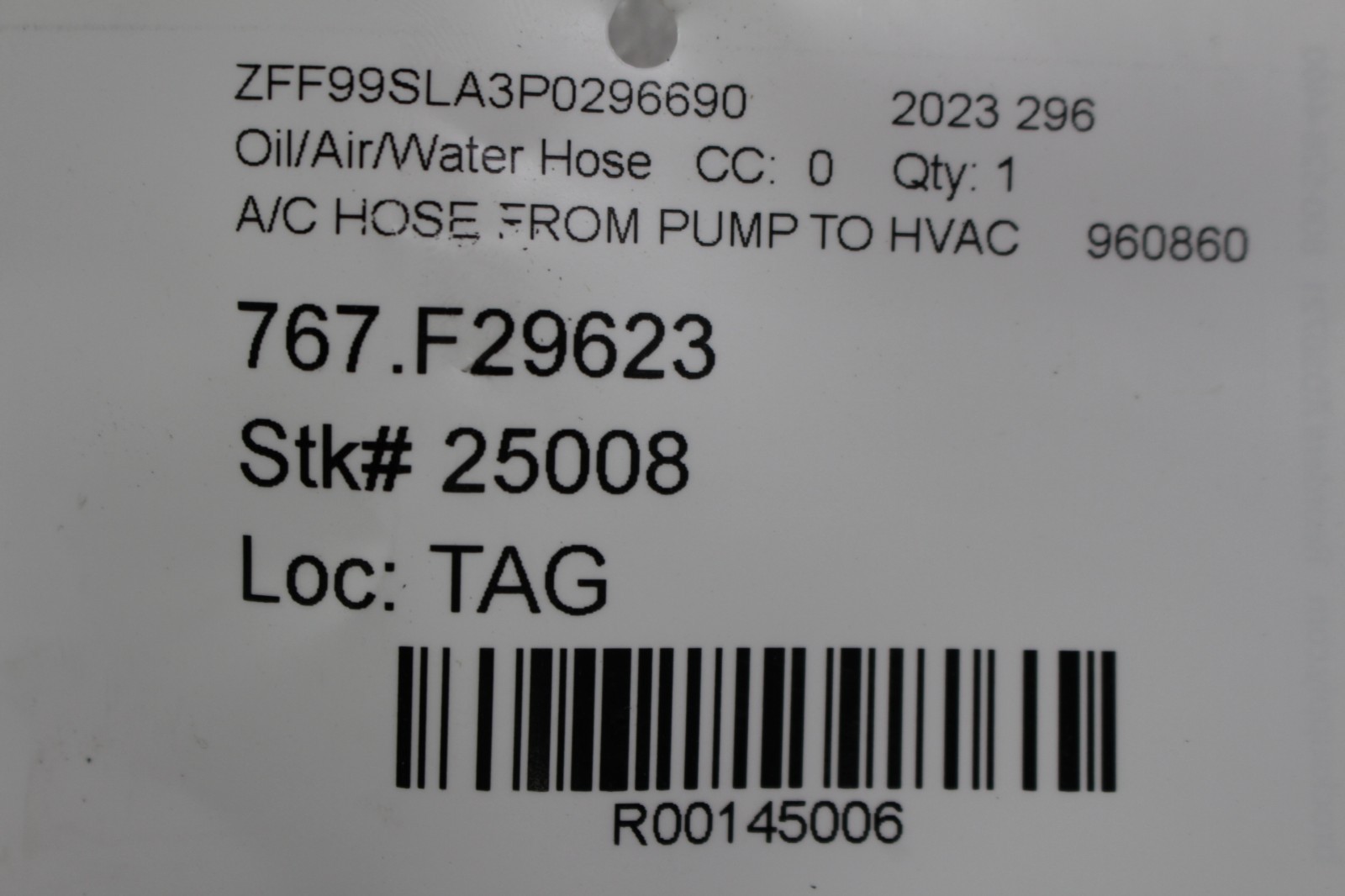 Ferrari 296 GTB, A/C Hose, Used, P/N 960860